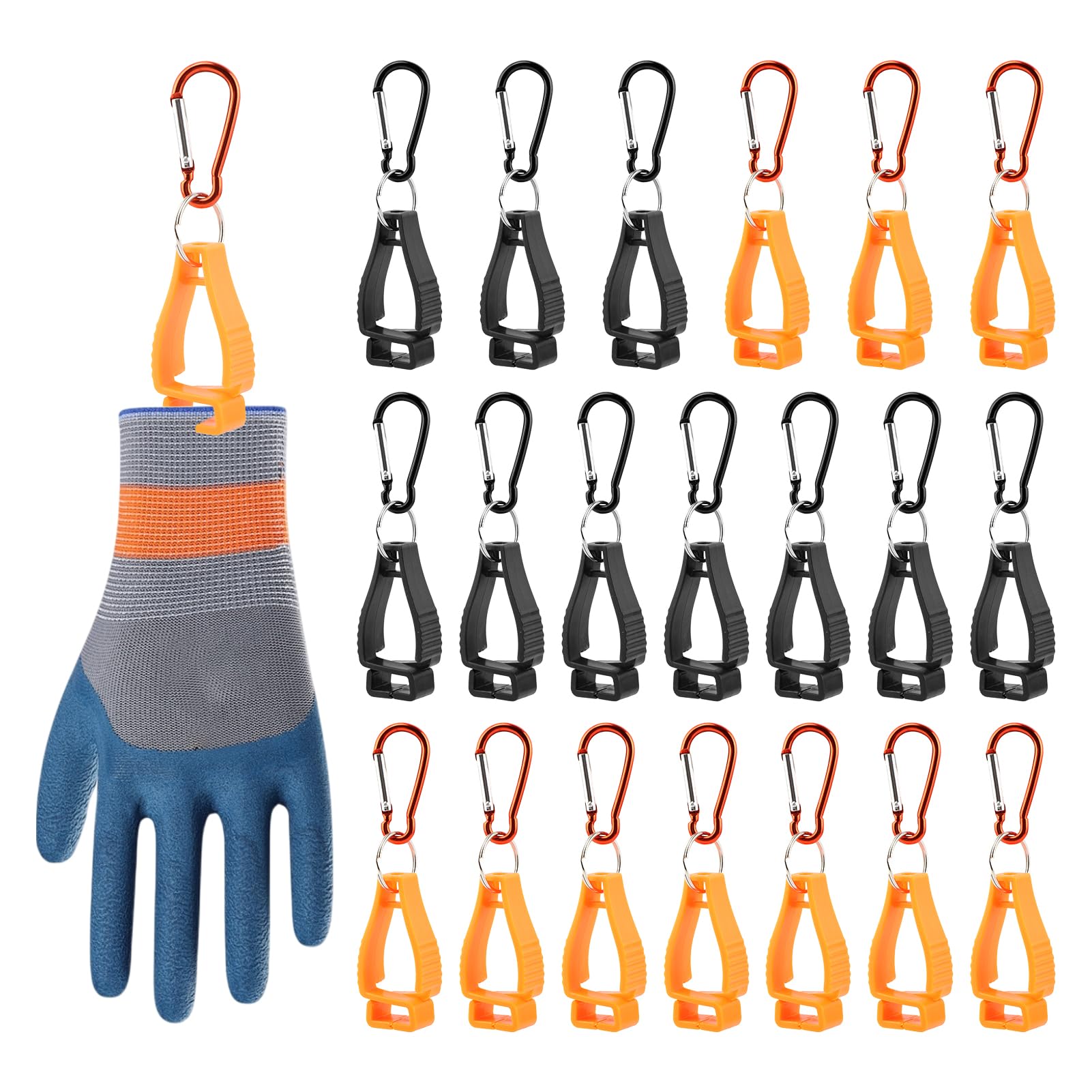 20 clips para guantes de trabajo, clip de seguridad de trabajo, gancho de seguridad para el trabajo, agarrador de guantes, cinturón, gafas, cascos, gancho de abrazadera (10 unidades, negro, 10