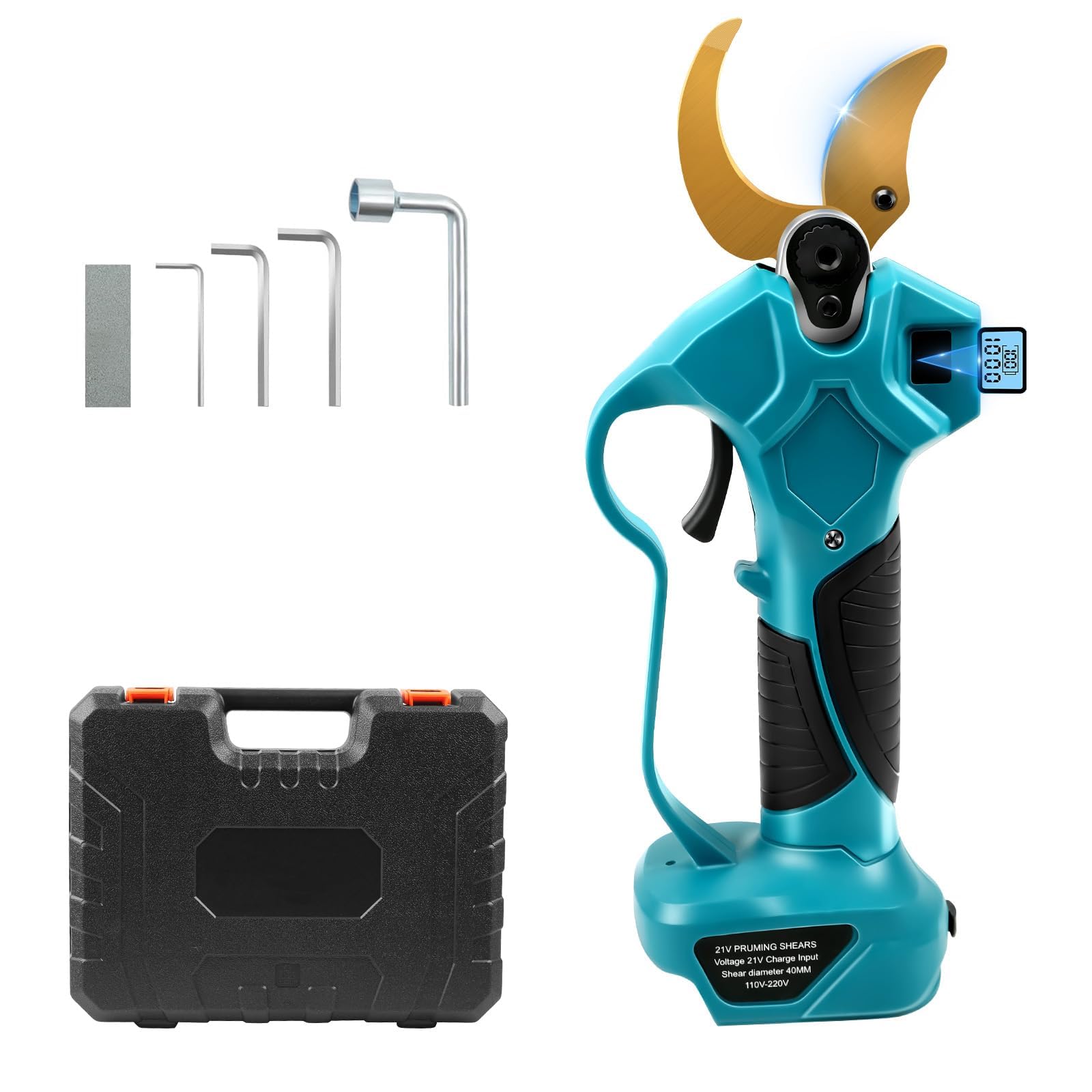 Tijeras de Podar Eléctricas Compatible con Makita,Diámetro Máximo de Corte 65 mm, Progresivo Tijeras de Podar con Motor Brushless para Jardinería, Árboles Frutales, Viñedos(Sin Cargador de Batería)