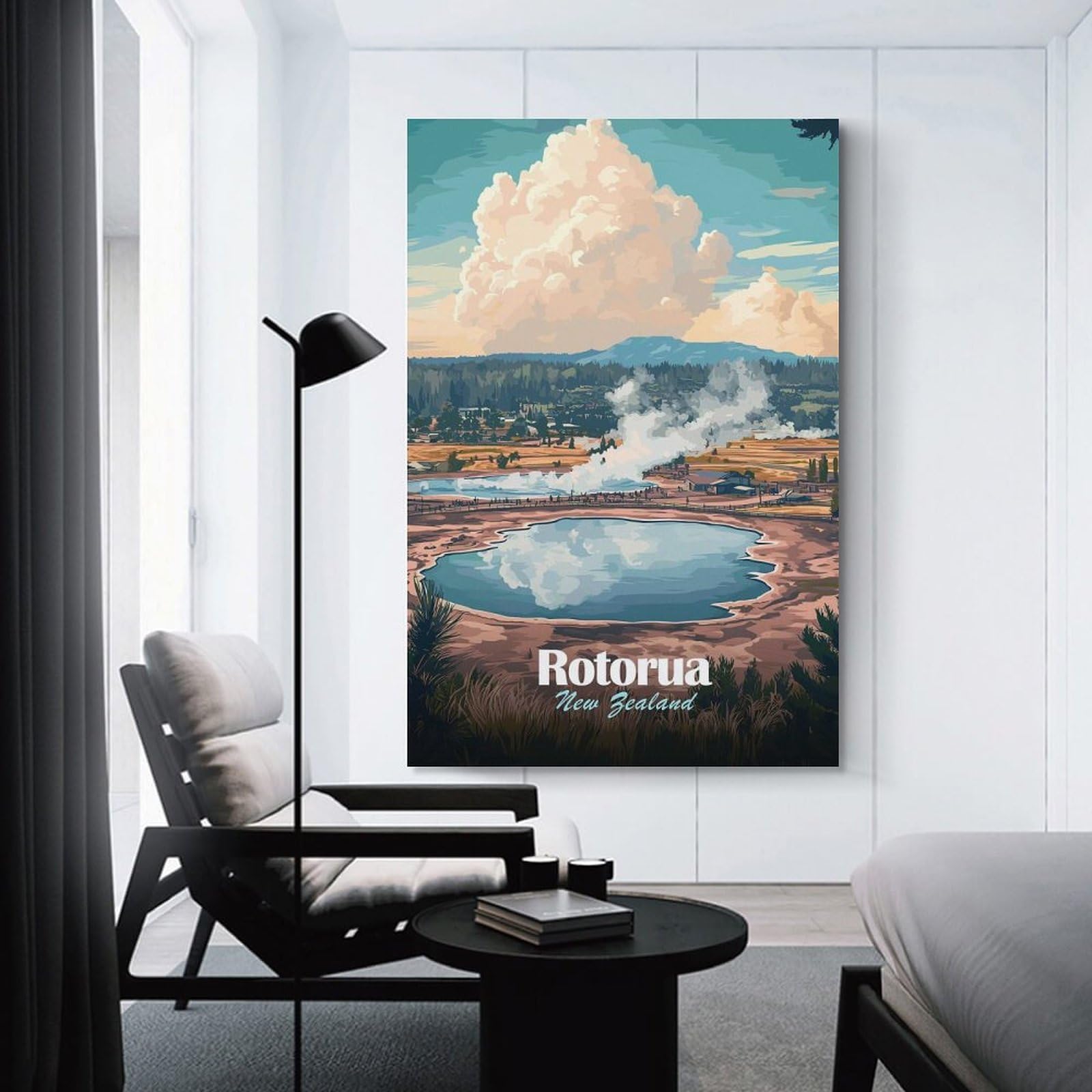 Junmoney Rotorua New Zealand Travel Wall Picture Print 20x30inch(50x75cm), for Work Areas, Reading Rooms Or Studios, An Interior Accent for Desk Areas