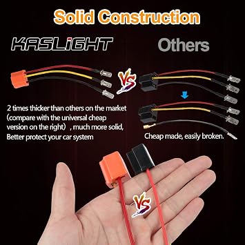 KASLIGHT 4Pcs H4 9003 HB2 Wire Wiring Harness Sockets for 4x6 7x6 5x7 inch Sealed Beam Car Truck Headlights Pickup Heavy Duty Headlamp