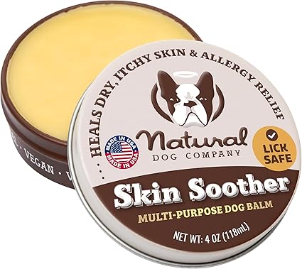Natural Dog Company Skin Soother Balm for Dogs – Dog Skin Balm for Dry Winter Skin, Seasonal Sensitivity & Environmental Stress, Dog Moisturizer with Coconut Oil, Calendula & Vitamin E, 4 oz Tin
