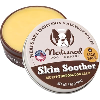 Natural Dog Company Skin Soother Dog Skin Balm for Skin Care – Moisturizing Balm for Dry Itchy Skin, Outdoor Play, Beach Days & Hot Weather, Hot Spot Treatment with Coconut Oil & Vitamin E, 4 oz Tin