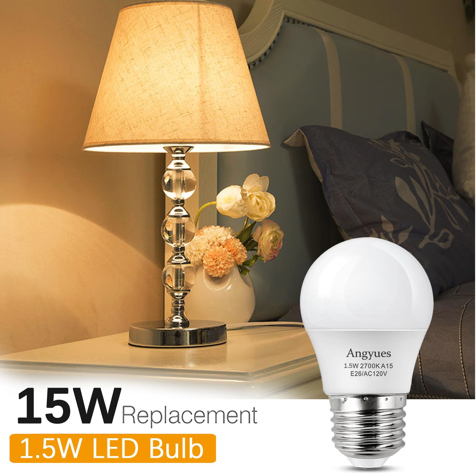 15W Light Bulb Equivalent A15 15 Watt Light Bulbs 2700K Soft White 120V E26 1 5W LED Bulb — view 2
