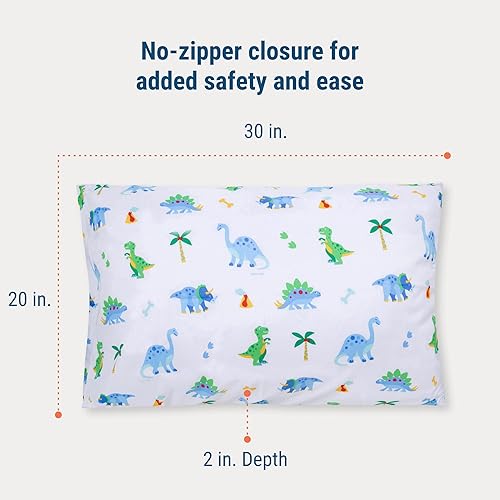 Miniatura 4 de Wildkin Funda de almohada estándar de microfibra para niños, funda de almohada suave y transpirable, dinosaurio