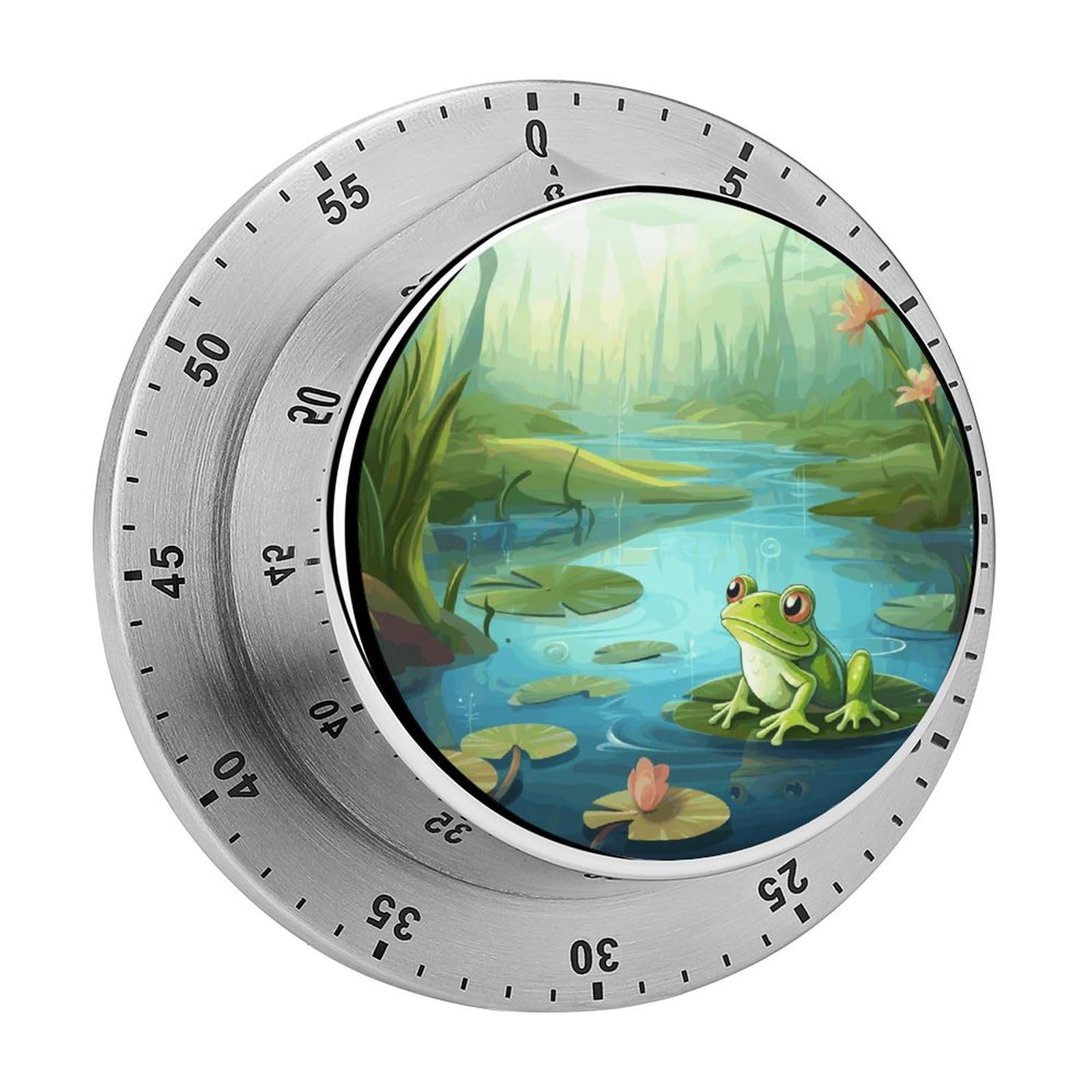 Frog in A Pond Printed Waterproof Christmas Timer with Loud Alarm Outdoor Timer for Cooking Exercise Baking