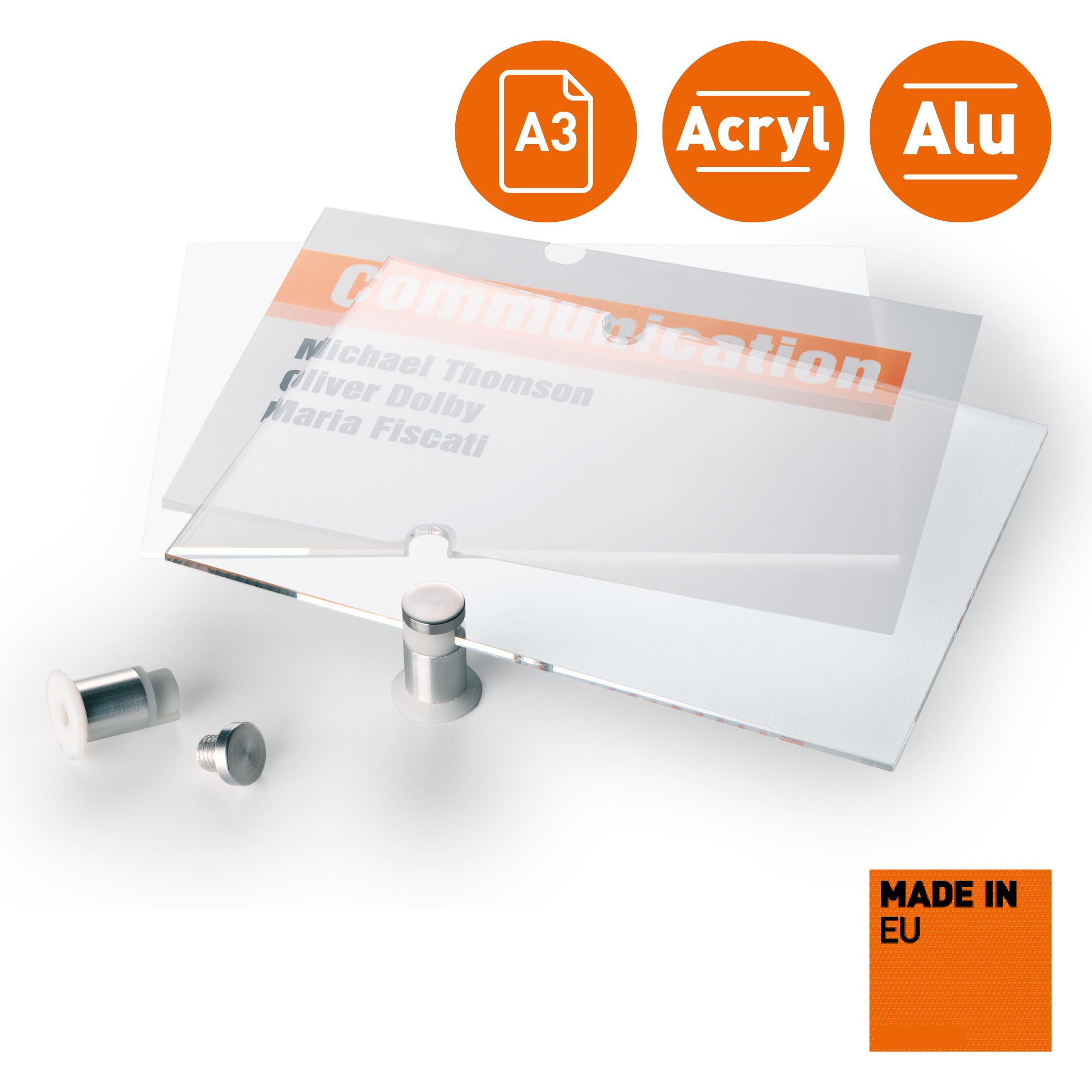 Durable Türschild Crystal Sign, 297 x 420 mm (A3), mit bedruckbarer Folieneinlage, transparent, 482619