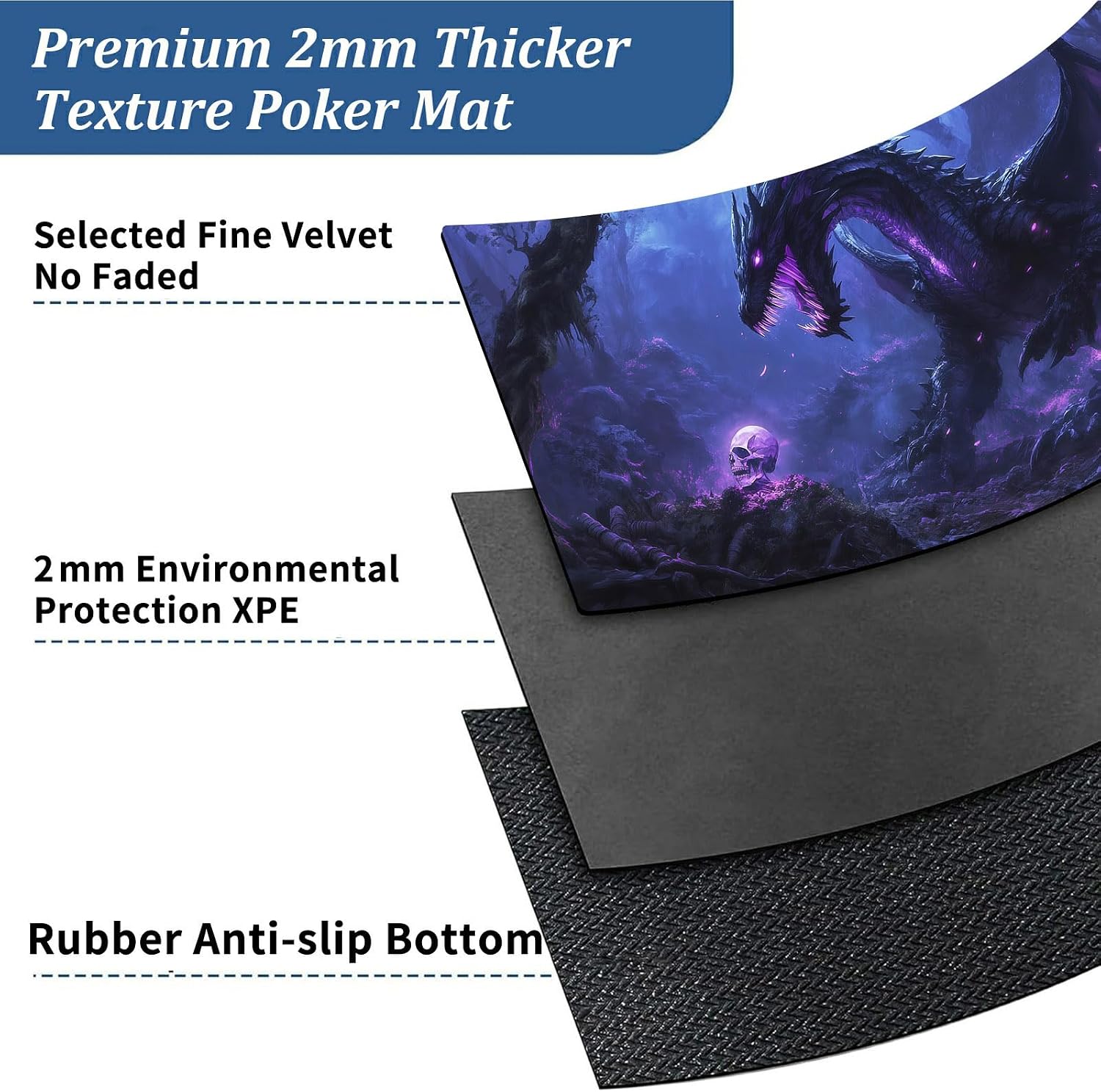 for MTG Playmat with Zones 24"x14" - Non-Slip Rubber Base,Stitched Edge,Storage Bag,for TCG Card Game Playmat,Magic Mat,Mouse Pad,for Magic The Gathering,Board Game,Purple Dragon Forest image 5