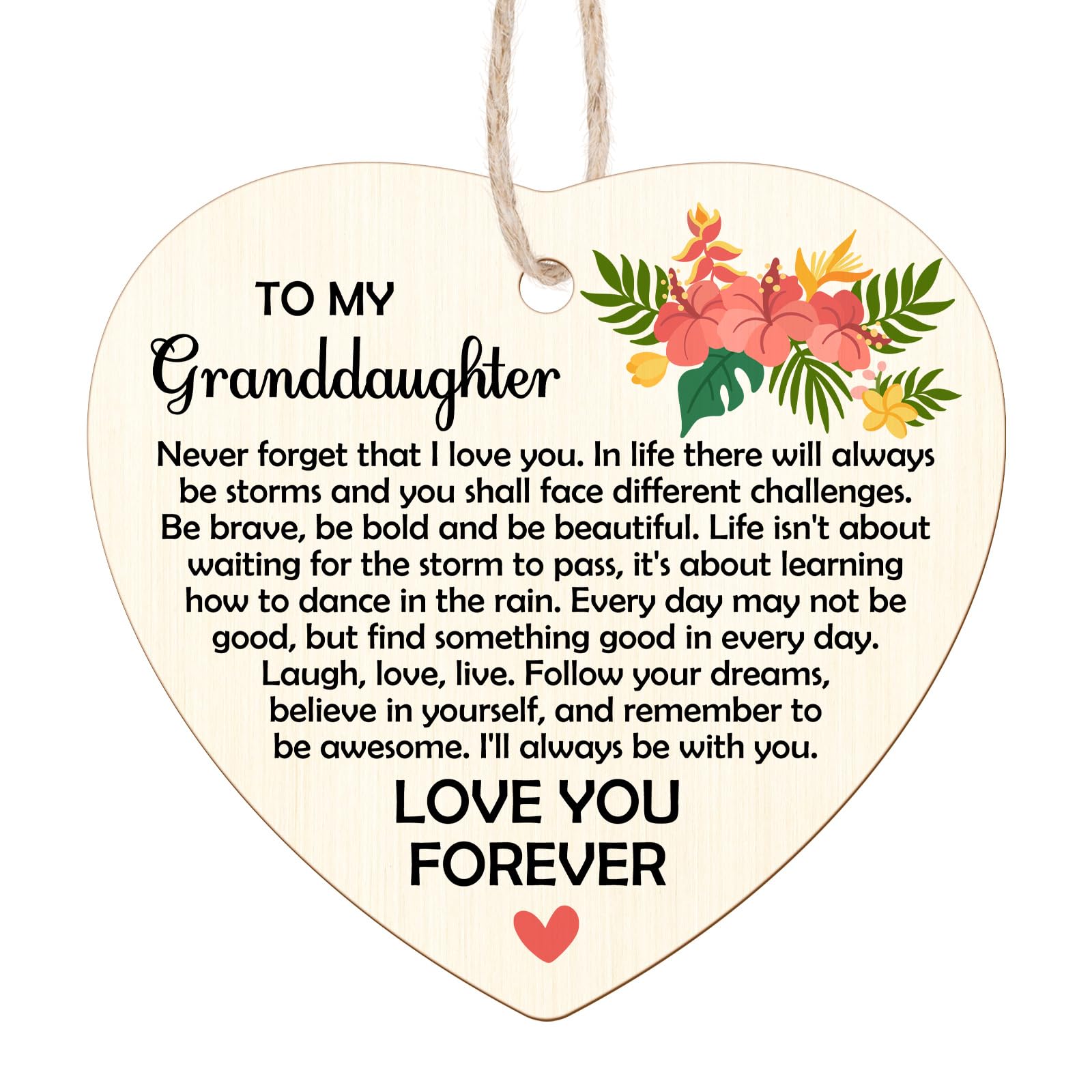 Granddaughter Gifts from Grandma Grandpa Granddaughter Ornament Gift Christmas Graduation Birthday Gift for Granddaughters from Grandparents Wooden Hanging Plaque for Christmas Tree
