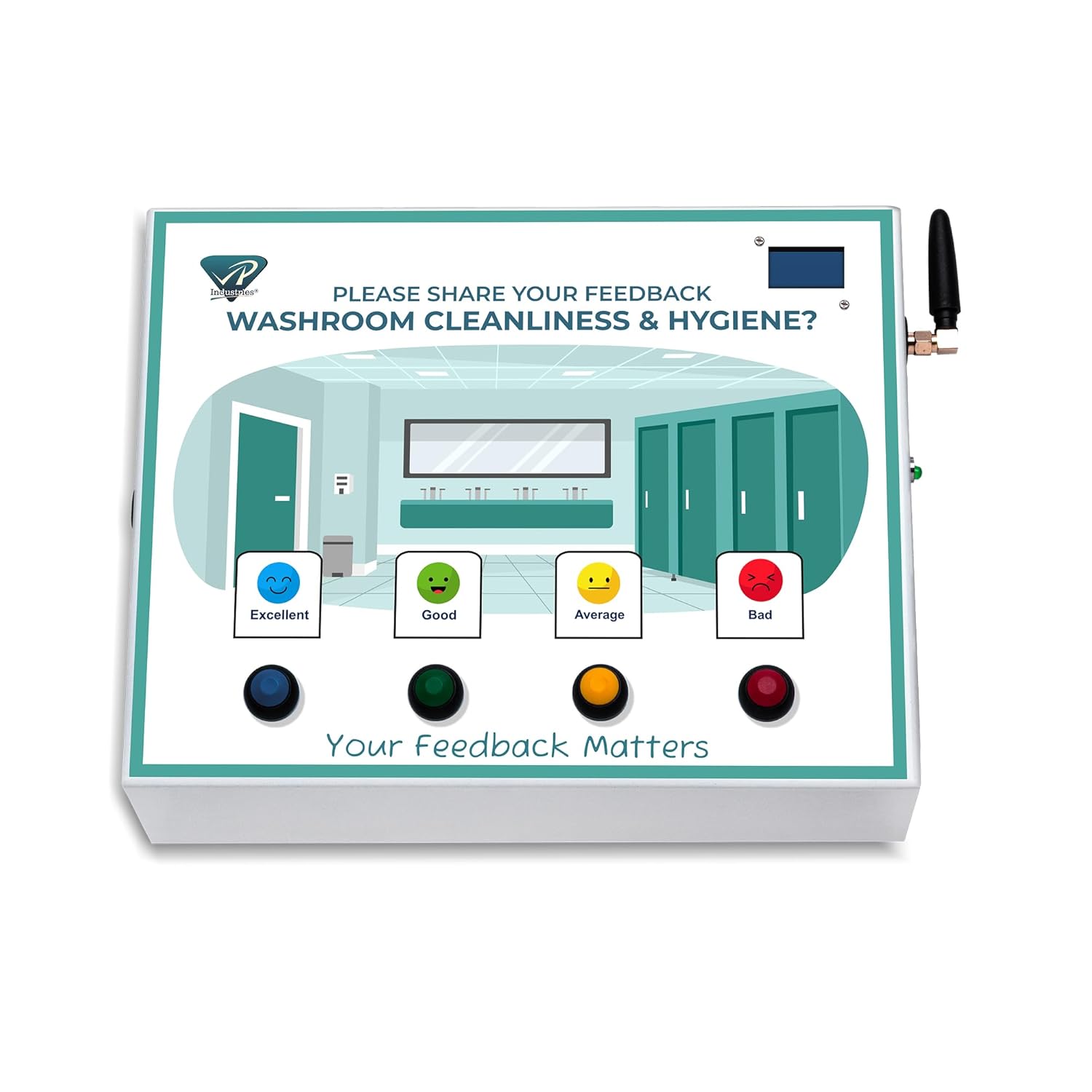 Rely Cure® ⇒ VP INDUSTRIES (Pro Model) Washroom Feedback Machine with Inbuilt WiFi Hotspot & Digital Display | Smiley Feedback System with Mobile App & Live Reports