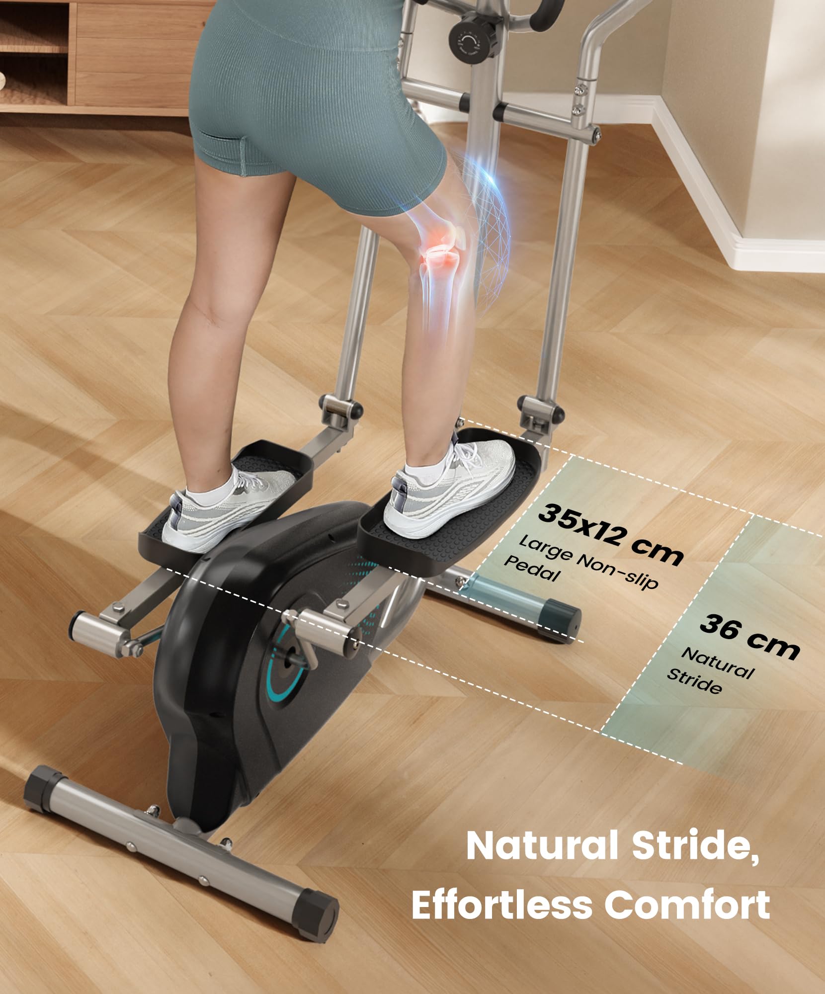 Dripex Velo Elliptique pour Maison, Vélo Elliptique Silencieux avec Volant d’Inertie 6 kg, 16 Niveaux de Résistance Réglables, Capteur de Pouls et Écran LCD, Appareil de Fitness Cardio