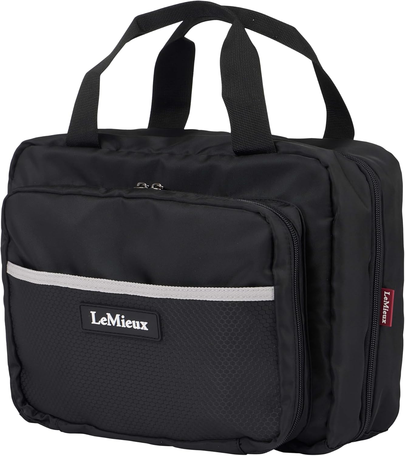 LeMieux Fold Down Pocket Grooming Organiser - Unzips and Unfolds - Top Hanging Hook - Ideal for On The Go - Navy