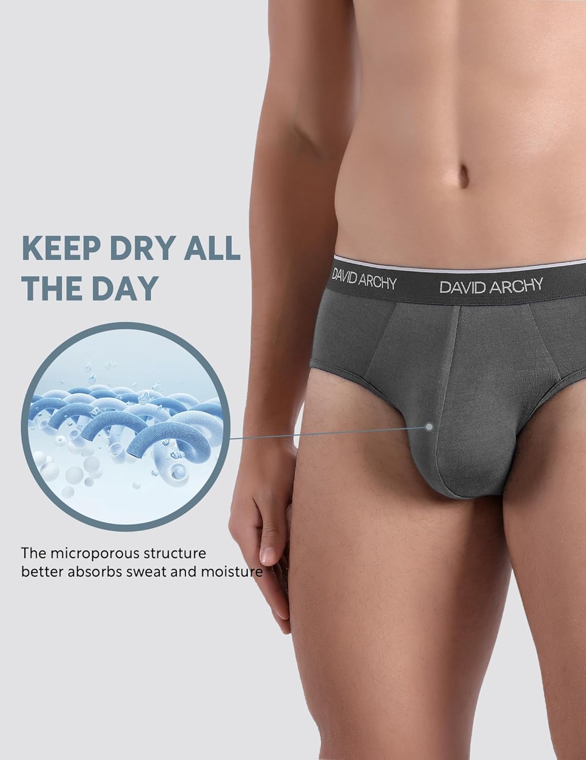 DAVID ARCHY Men's Underwear Briefs Rayon Made from Bamboo Wicking-Moisture Support Pouch Soft Underwear for Men 4 or 7 Pack - Image 2