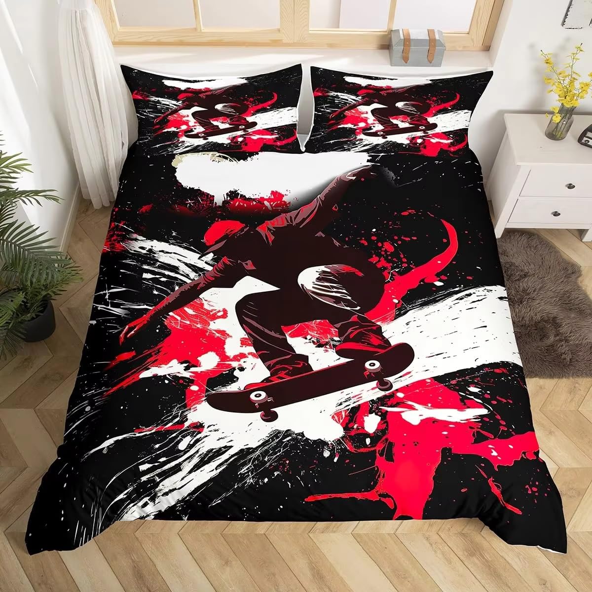 Housse de Couette 90x190 cm Respirante avec Fermeture Éclair Skate