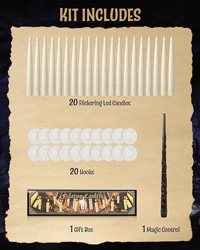 20 velas flotantes LED sin llama de Halloween con control remoto de varita mágica, decoraciones flotantes colgantes para el hogar para un ambiente
