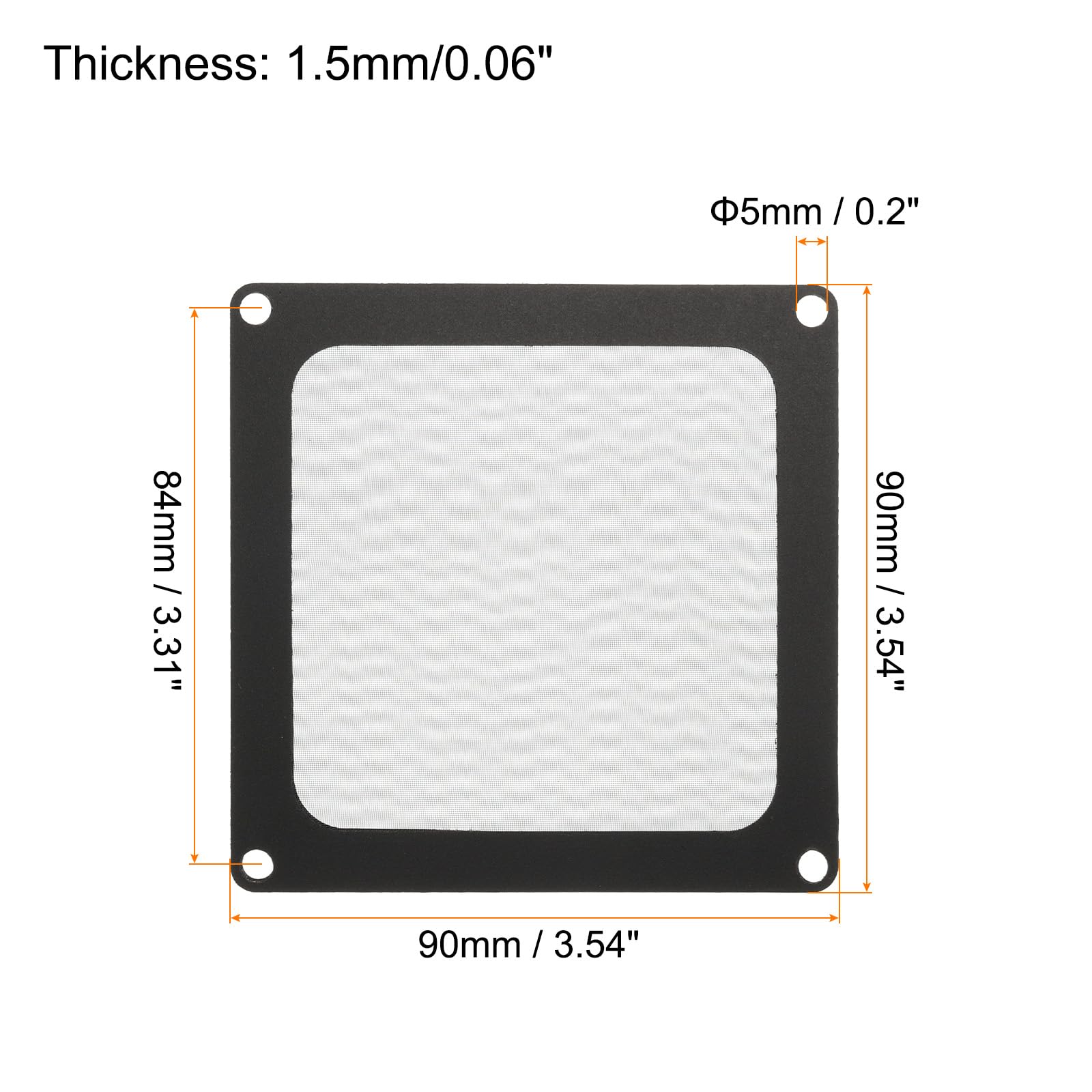 MECCANIXITY PC Dust Filter, 90x90mm Magnetic Frame Nylon Computer Case Cooler Dustproof Mesh Cover Fan Grills for Computer Chassis Speakers, Black