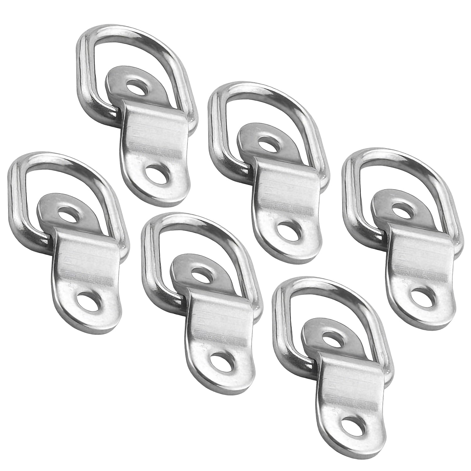 LEOUEANR 6 Pack D Ring Tie Downs, Heavy Duty Hook Load Anchor Trailer Stainless Steel Tie Down D Rings Van Hooks for Truck, Trailer Boat Cargo Control & Surface Mount