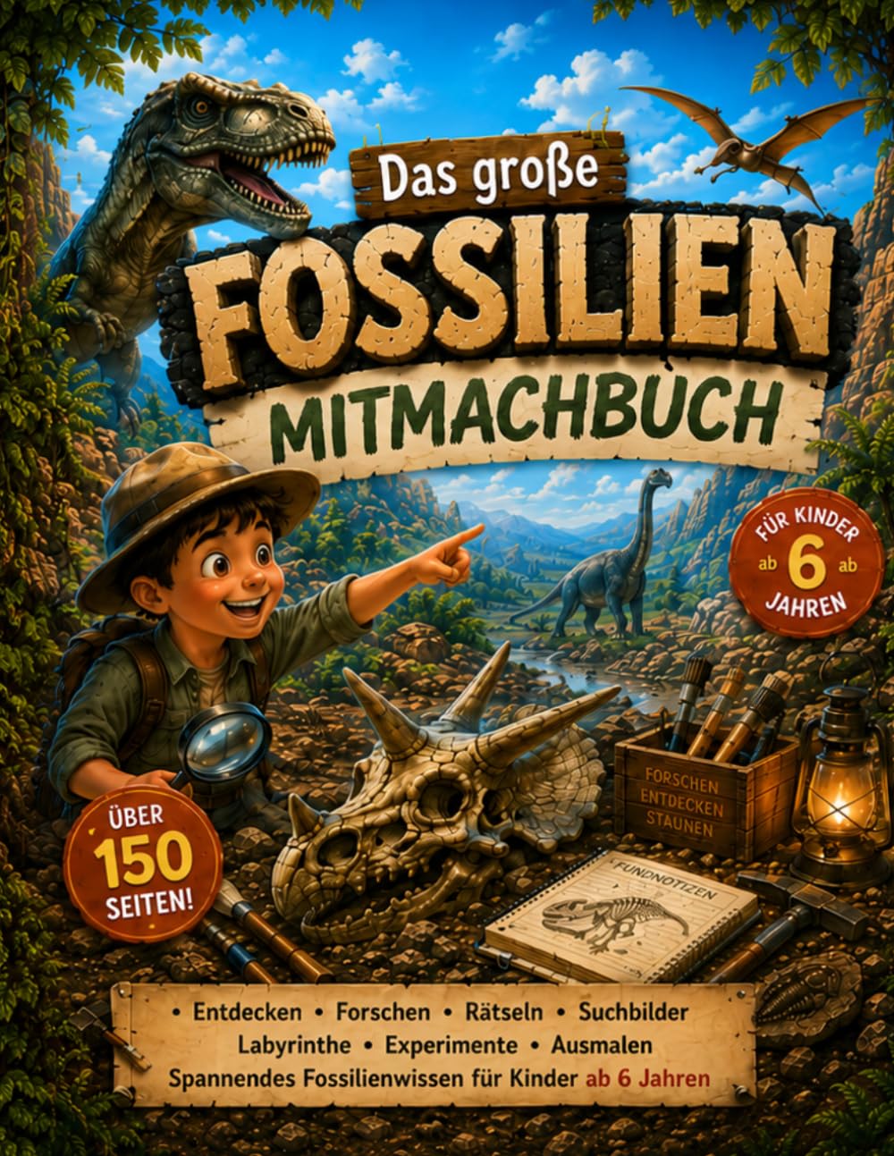 Das große Fossilien Mitmachbuch: Entdecken Forschen Rätseln Suchbilder Labyrinthe Experimente Ausmalen Spannendes Fossilienwissen für Kinder ab 6 Jahren (Forscher Kids)