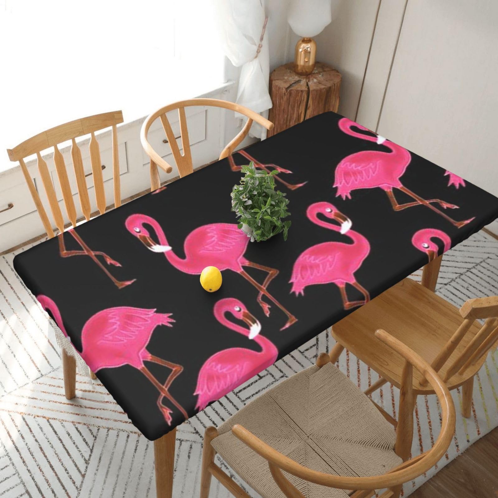 BNVSADC Lovely Pink Flamingos Printed 5FT Tablecloth Polyester Kitchen Water Resistant Table Cloth Dining Table Decoration Table Covers, 152x76 CM