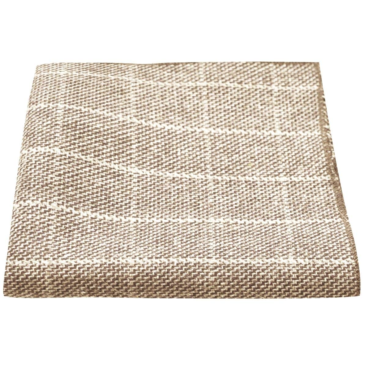 King & Priory Men's Beige Birdseye Check Pocket Square, Handkerchief