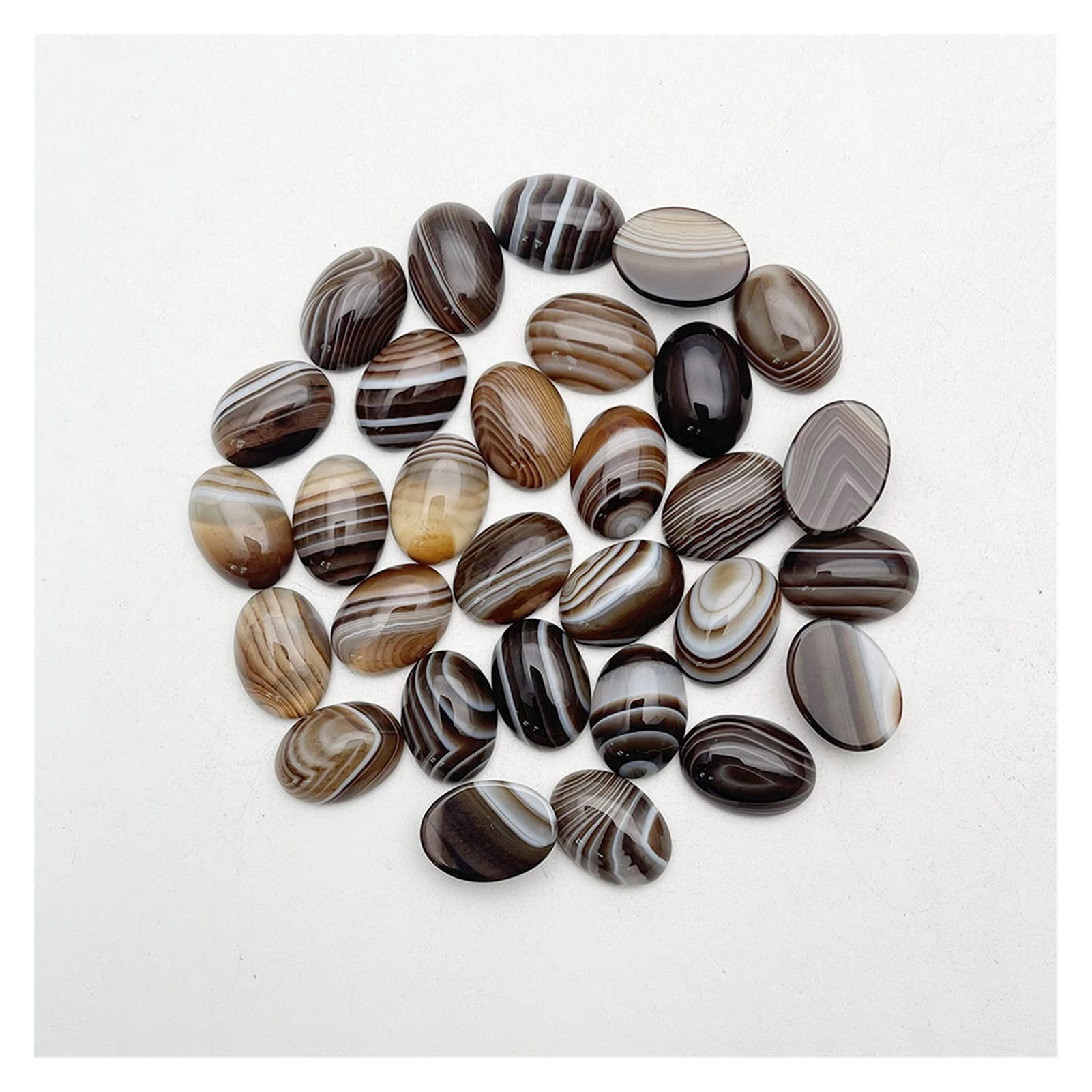 AMAZWI Naturalny Kryształ Szorstki Moda Kawy Paski Agaty Kamień Naturalny Perła do Robienia 13X18MM Owalny Caboszon Pierścień Akcesoria 24 szt