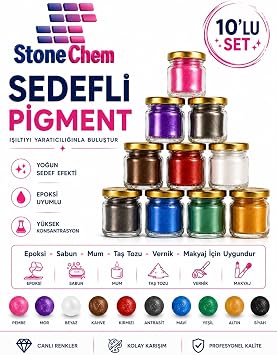 Epoksi Bazl  Sedefli Toz Pigment 10 Renk 15 gr Boya