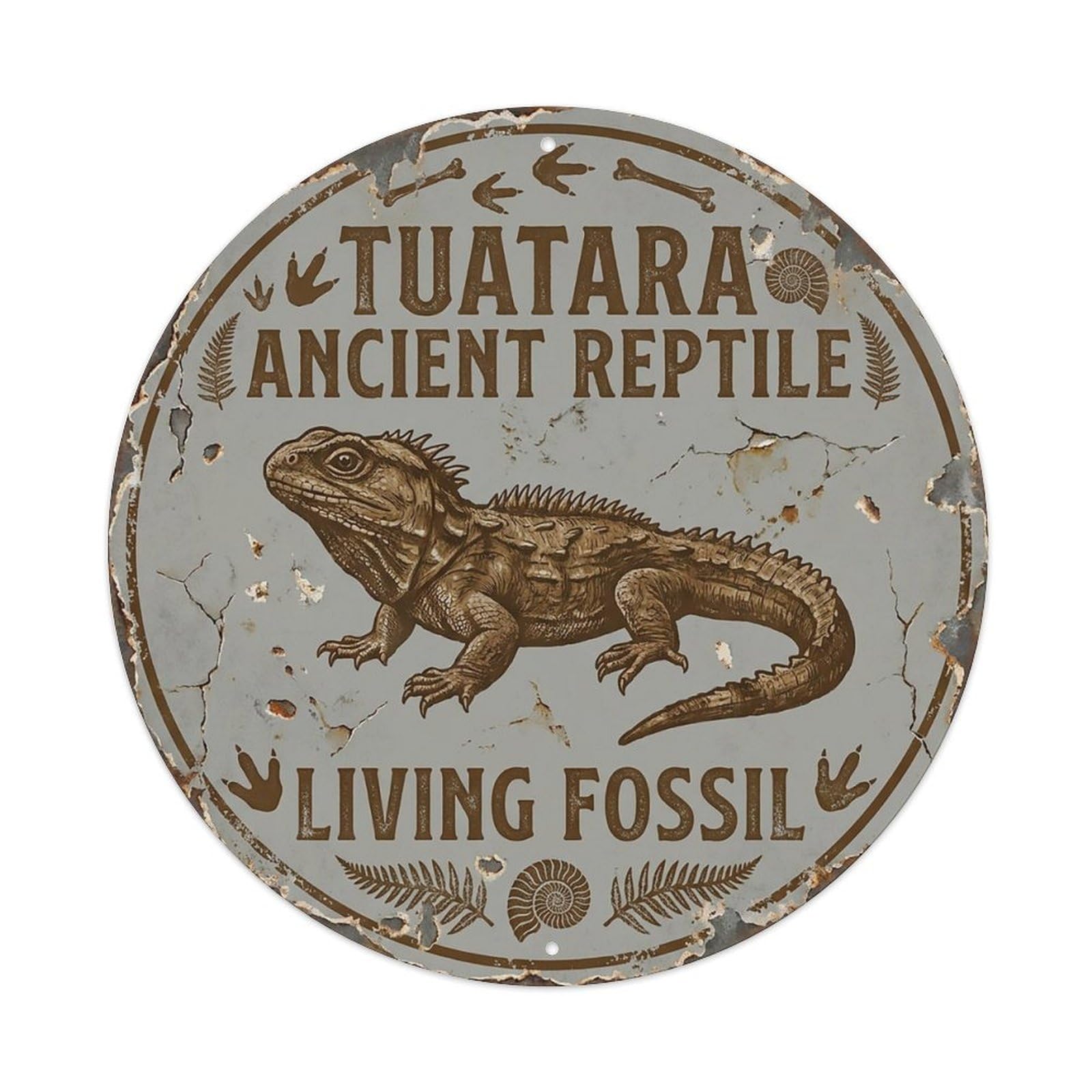 Cxhjca 8X8inch(20X20cm) Tuatara Ancient Reptile Living Fossil Metal Tin Sign