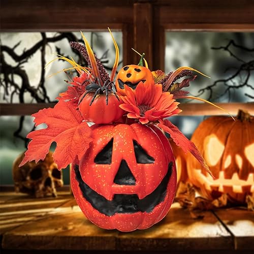 Decoraciones de calabaza de Halloween, calabaza de espuma de 5 pulgadas de alto, accesorios de combinación de elementos de Halloween para interiores