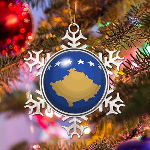 Vista 102 de Bandera de Kenia, adornos colgantes para árbol de Navidad, copo de nieve nacional, adorno de metal, recuerdo de Navidad, regalo de Kenia, decoración