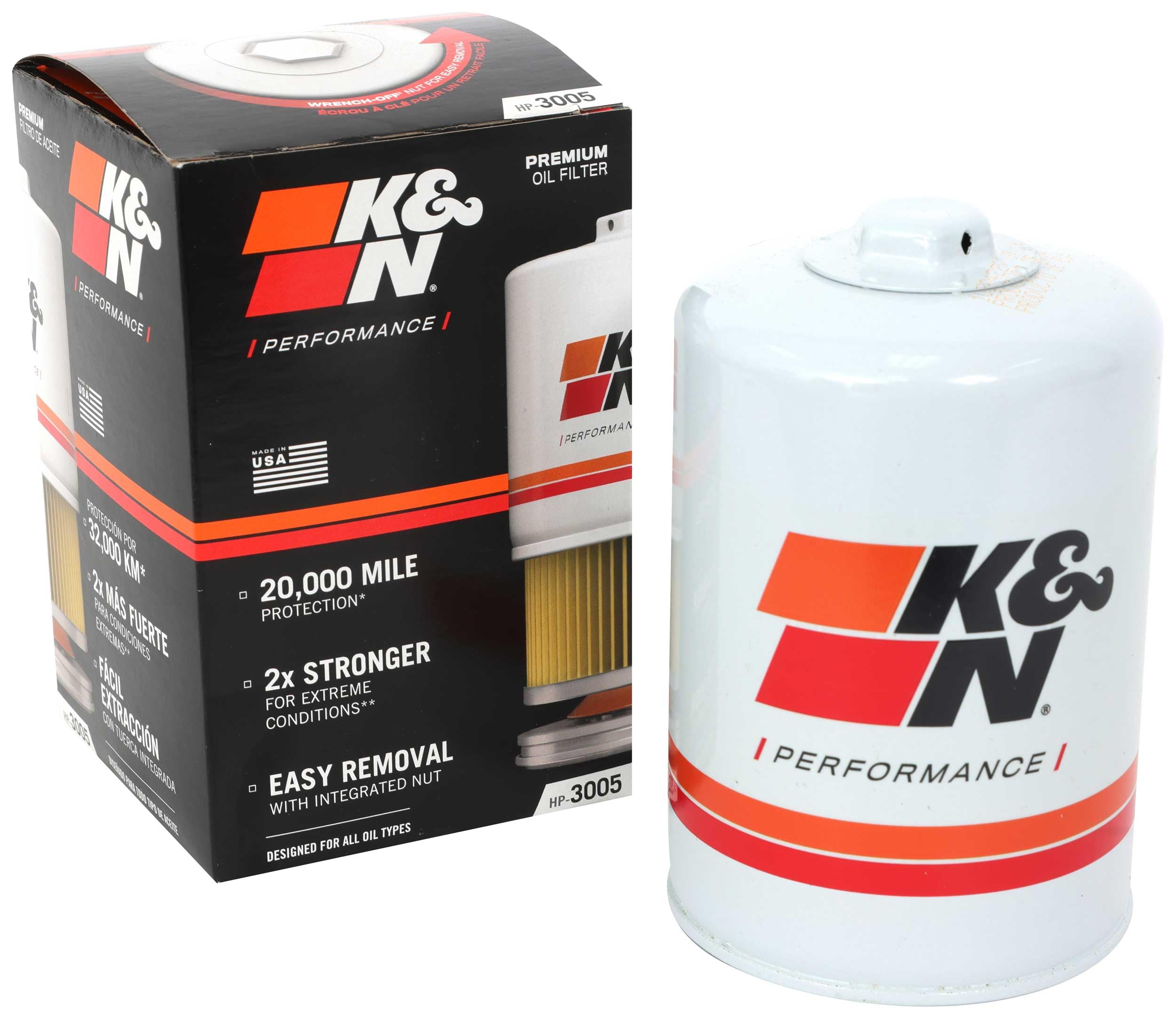 K&N Premium Oil Filter: 20,000 Mile Engine Protection with Wrench Off Nut: Compatible with Select 2015-2018 NISSAN (Titan XD), HP-3005