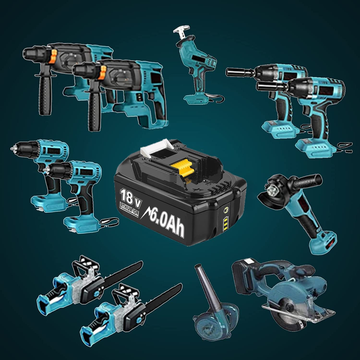 Lot De 2 Batteries De Rechange 5500 MAh Compatibles Avec Makita 18 V 5,5 Ah Li-ion BL1850 BL1850B BL1830 BL1860B BL1845 BL1835 BL1815 194205-3 LXT-400 BL1860 Avec Batterie LED