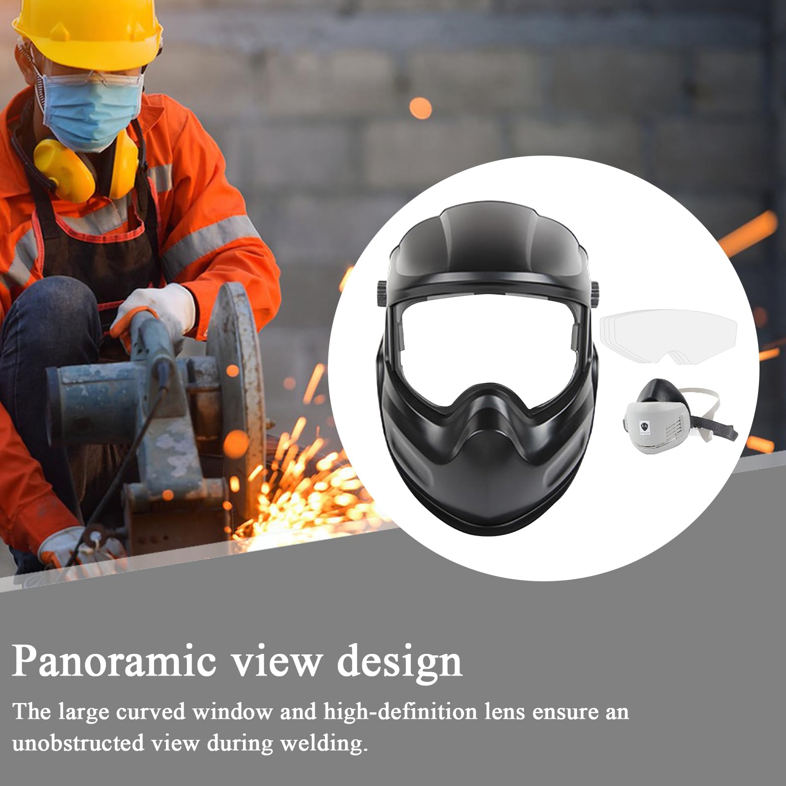 Cagoule de Soudage,Protection pour Meulage - Casque de Soudage Intégral Grande Visibilité pour TIG, MIG, Découpe, Meulage, Construction, Soudure à l'arc, Industrie,