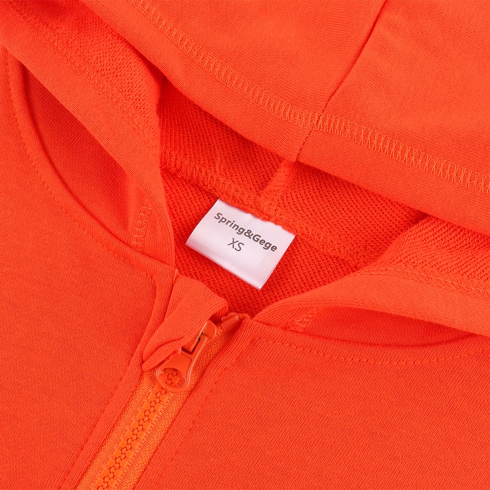 Spring&Gege Sudaderas clásicas para jóvenes con capucha y cremallera completa para niños (3-12 años) - naranja - 11-12 años