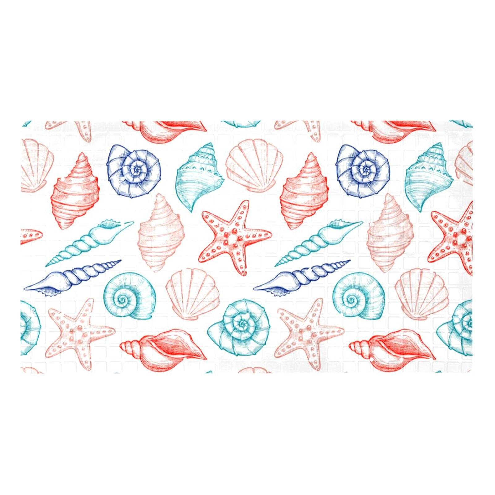 Tapis de baignoire antidérapant sécurisé à ventouses motif coquillages pour enfants et aînés