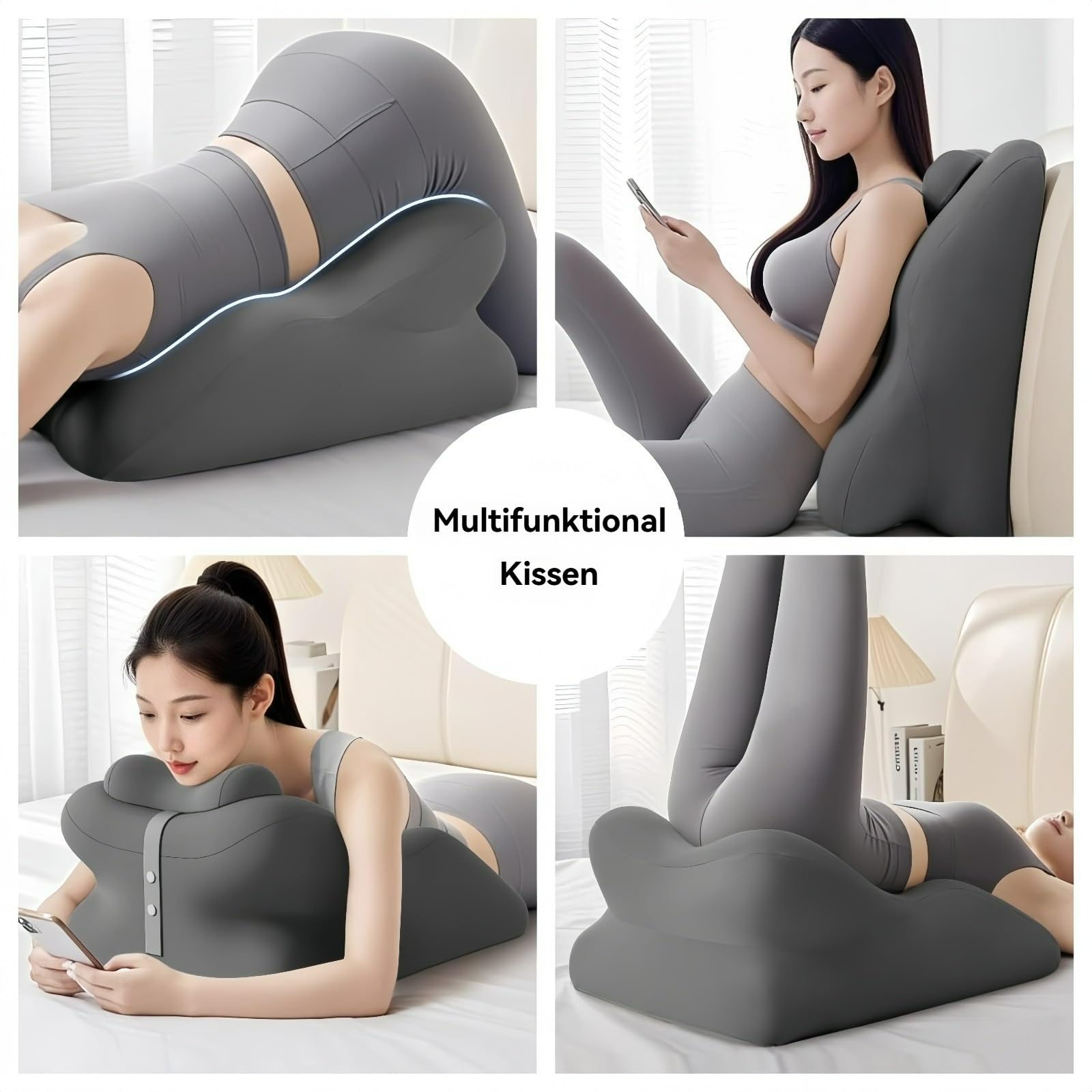 Yagerod Oreiller Liebora, Oreiller for Couple, Oreiller Ergonomique en Mousse à mémoire de Forme, Angle de 27°, for Une Passion Intense Toute la Nuit, for Toutes Les Postures(Lilagrau,B)