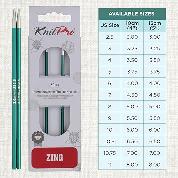 KnitPro Zing Interchangeable Circular Needles 4 (10cm) | US Size 2.5 (3mm)