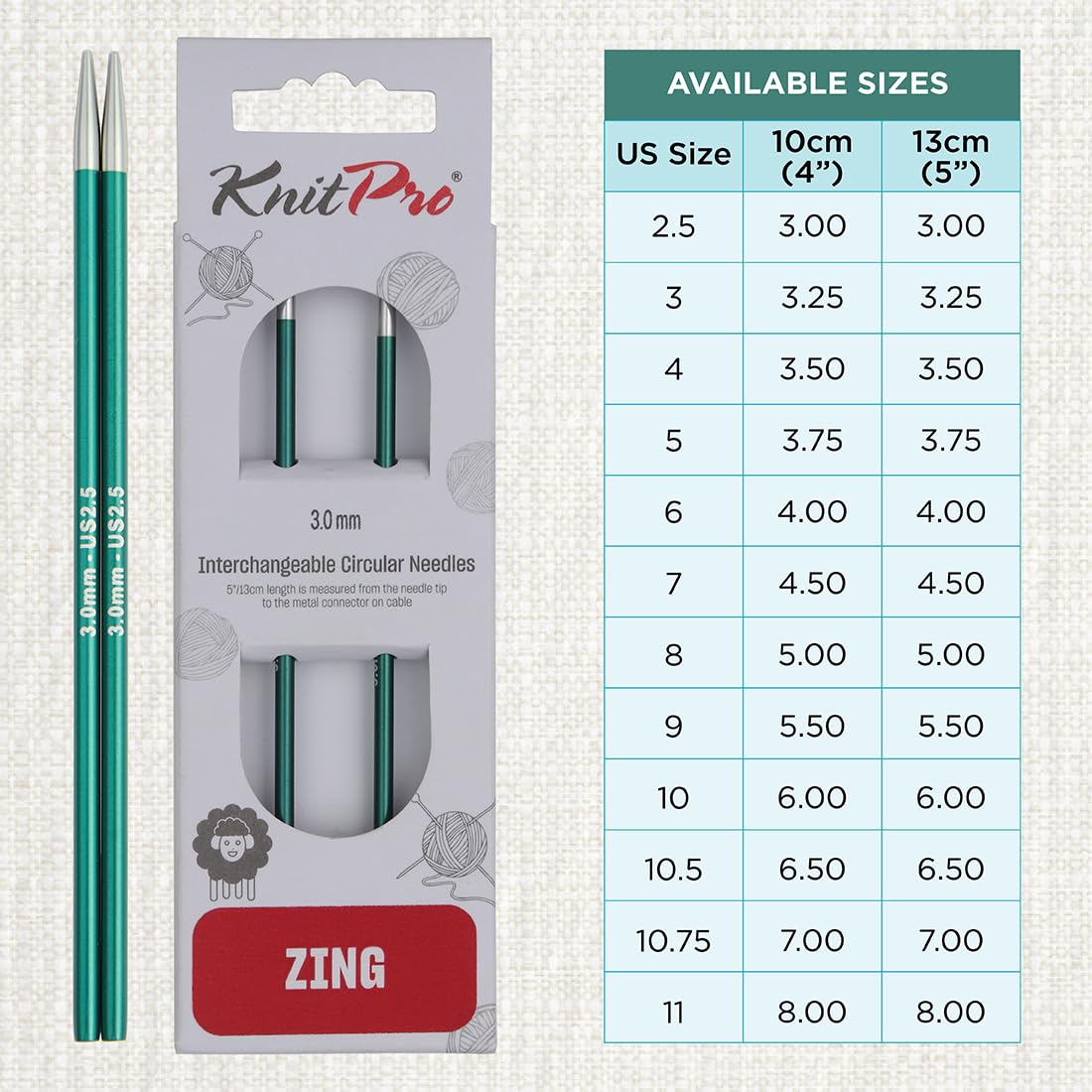 KnitPro KP47528 PERNI per maglieria: Circolare: Intercambiabile: Speciale: ZING: 3.00MM, Assortito, 3mm
