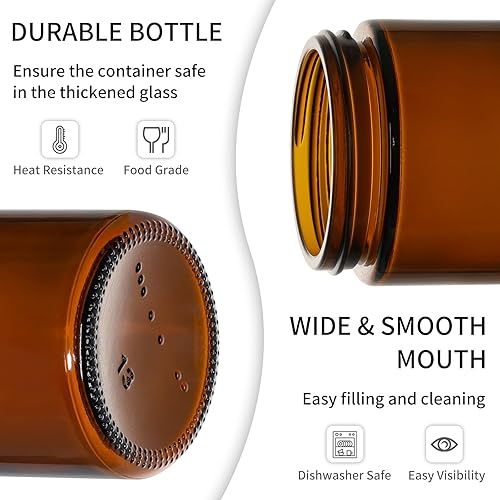 Miniatura 3 de KEYWING Tarros de vidrio pequeños de 2 onzas con tapas negras, paquete de 48 frascos cosméticos de vidrio ámbar, recipiente redondo vacío de muestra