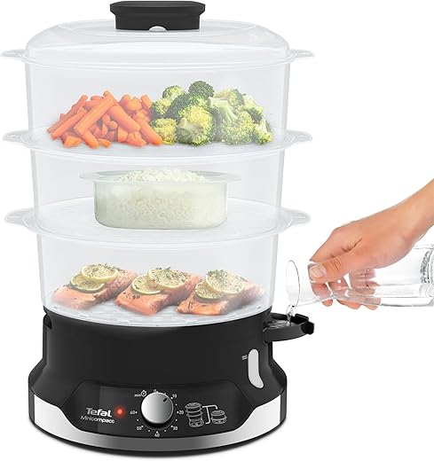 Tefal Ultracompact Steam Cooker, 9L, Stackable Storage System, 3-Tier Food Steamer, BPA-Free...