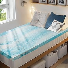 subrtex 3 Inch Memory Foam Mattress Topper Twin XL Gel-Infused Cooling Pad Pressure Relief Ventilated Bed Mattresses Topper, CertiPUR-US Certified