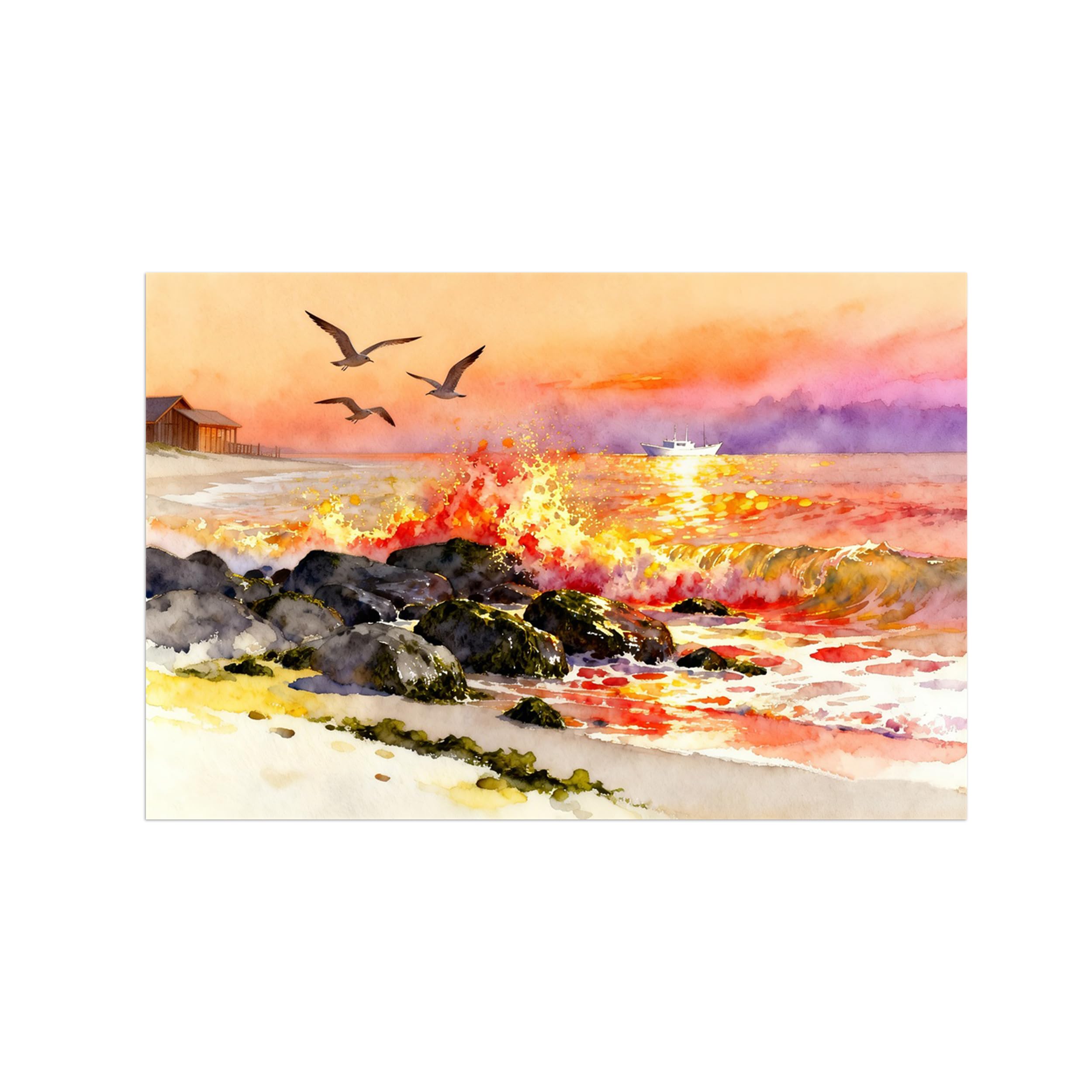OZPWBVY Beach Birds Landscape Canvas Wall Art Print Painting 70x105cm Unframed