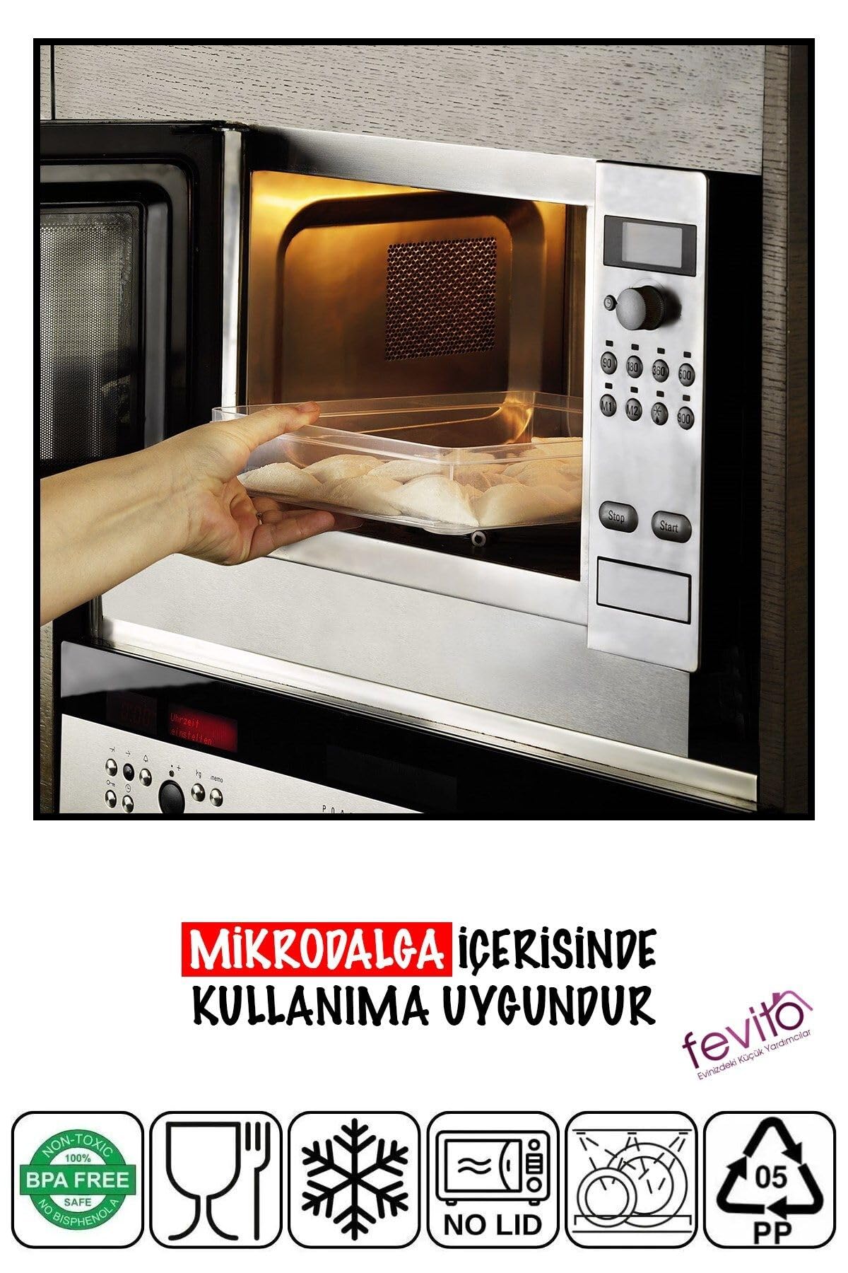 Fevito Mikrodalga Ve Difrizde Kullanılabilen Saklama Kabı Seti 9'lu Antrasit S-400