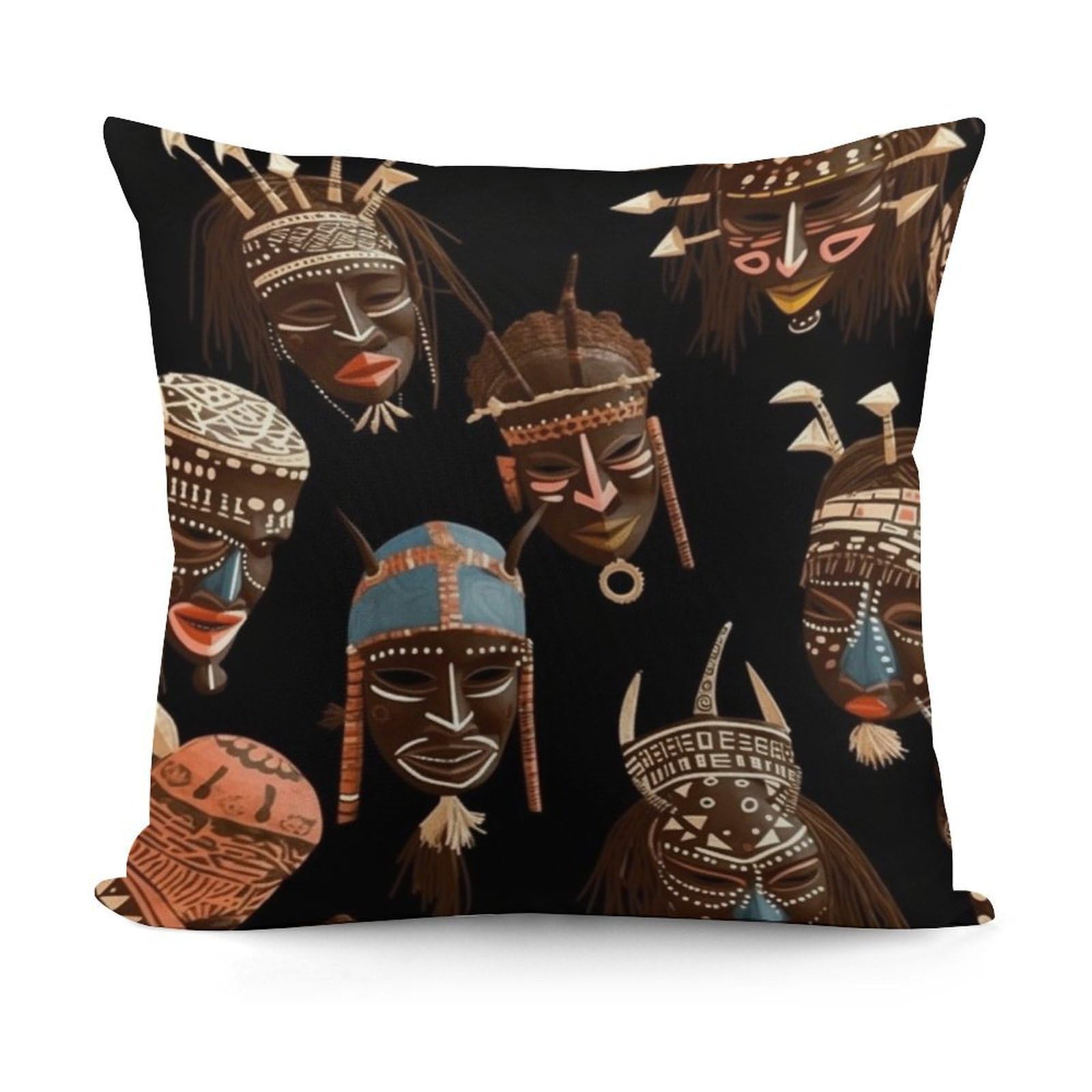 VstaDank Decorative African Ritual Ethnic Tribal Throw Pillow Covers Luxury Soft Pillowcases Fluffy Plush Accent Pillow Cases Personalized Square Lumbar Pillows Shells for All Seasons 18" X 18"