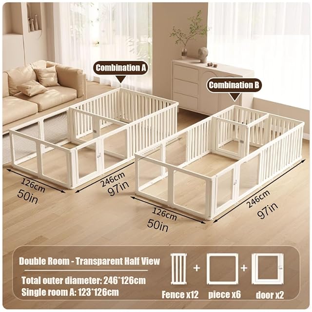 Foto 2 de 8 de JUCCJUXIN Corralito Transparente for Perros en Interiores,Corralito de plástico acrílico Transparente for…
