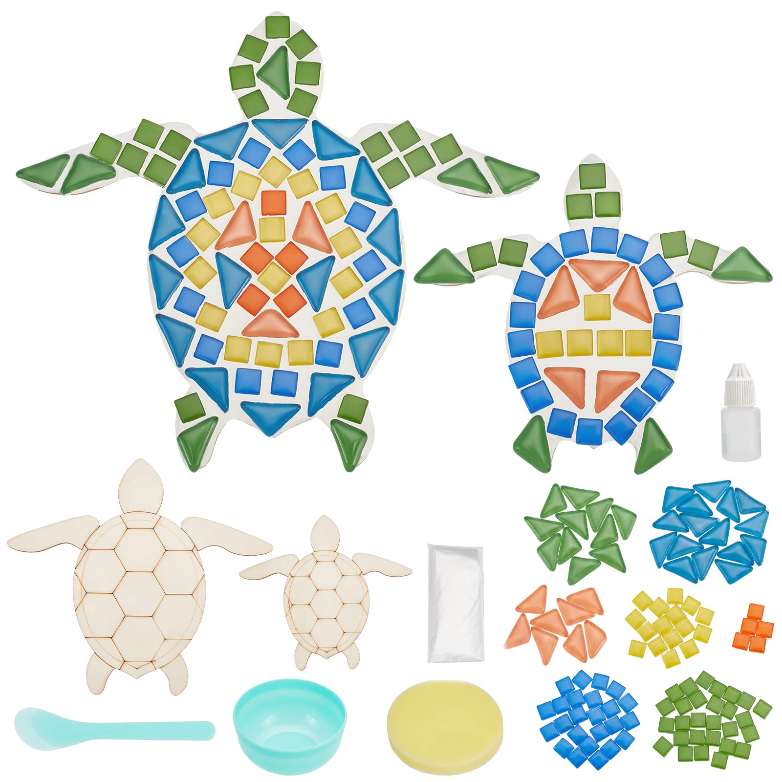 WEBEEDY 2 Set DIY Turtle Mosaic Kit Mosaic Sea Turtle Wall Art DIY Craft Kit for Adults Beginners Patio Yard Pool and Garden Decor Crafts Birthday Gift and Fun Home Activities