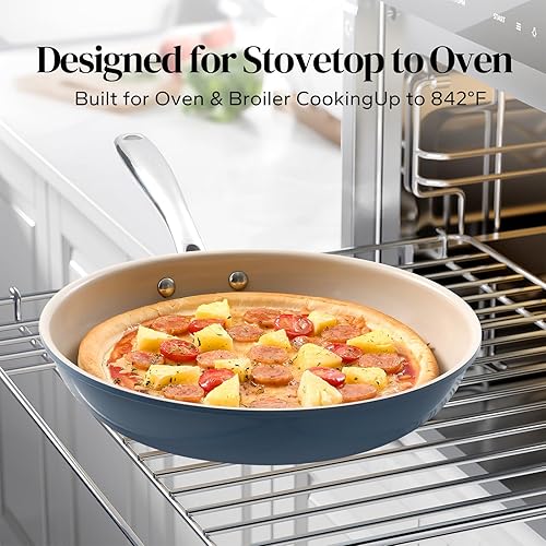 Miniatura 9 de Redchef Sartén antiadherente, sartenes antiadherentes de cerámica, sartén de cocina de 11 pulgadas con mango que se mantiene fresco, todas las