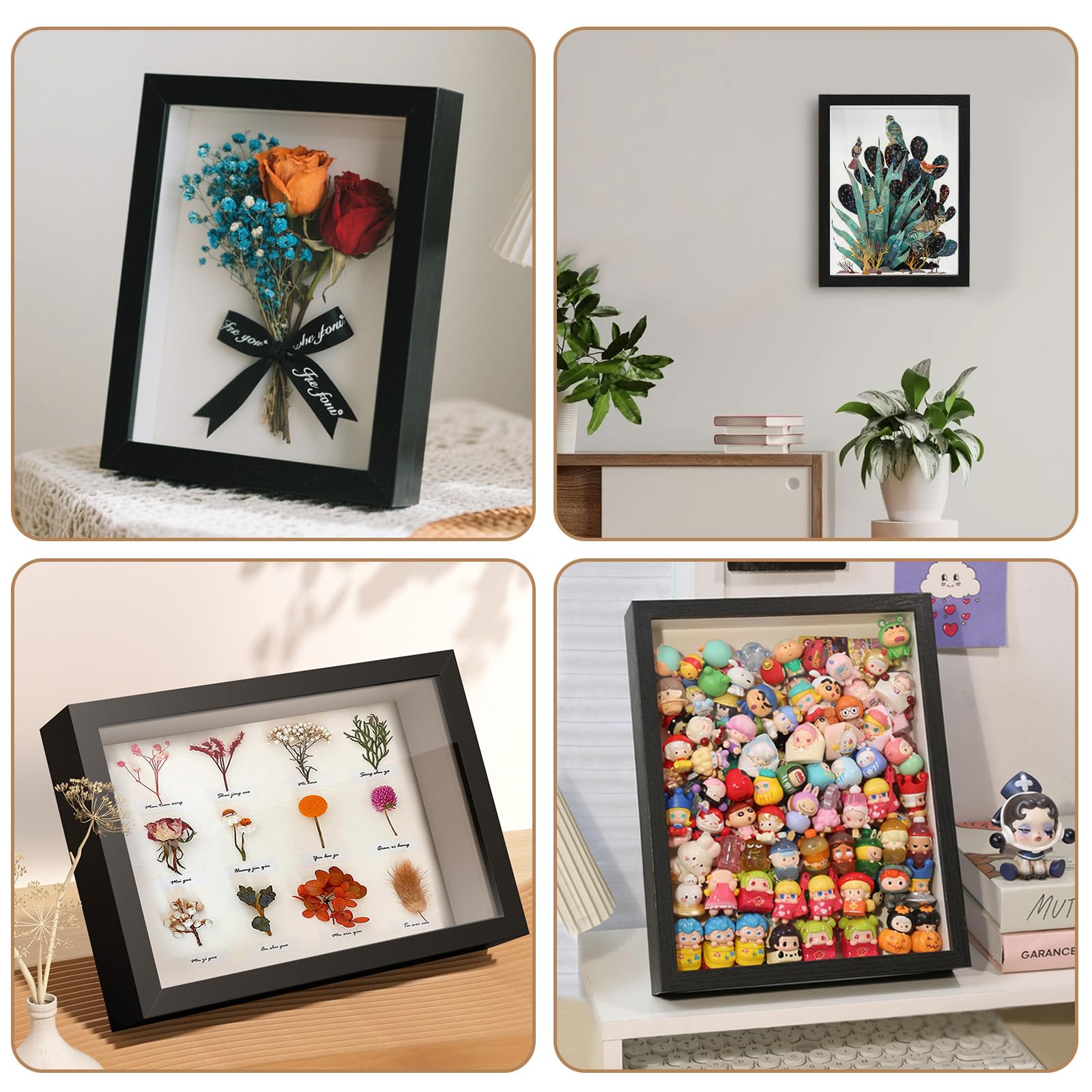 Cadre Profond 3D, XIATIAN Cadre Photo Profond 25,4 X 20,3 cm, Cadre Vitrine, Cadre 3D à Remplir pour Photos Fleurs Souvenirs et DIY Artisanat (Noir)