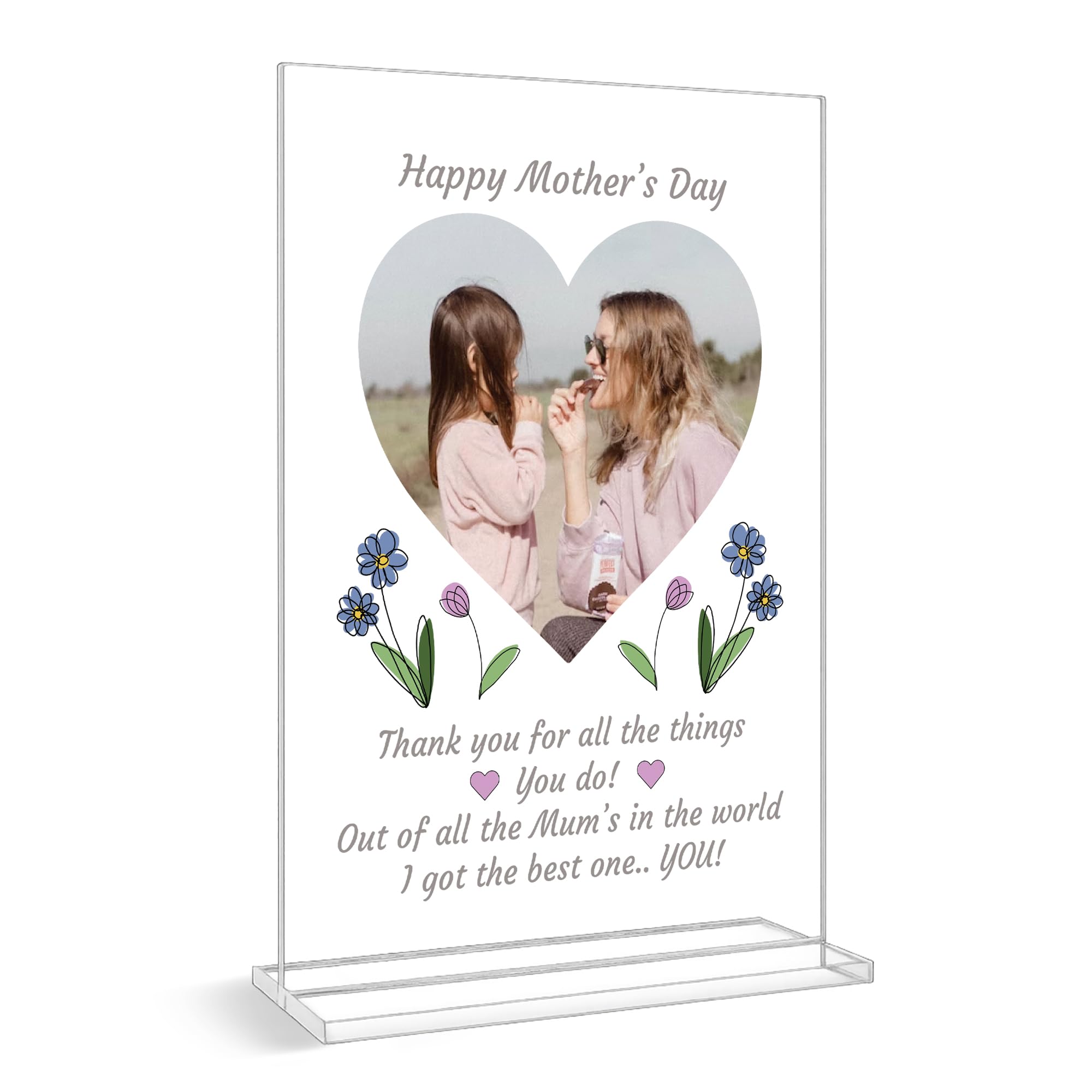 Red Ocean Personalised Mothers Day Custom Photo A5 Freestanding Plaque Gift For Mum - Mothers Day Gift From Daughter - Personalised Mother's Day Gifts