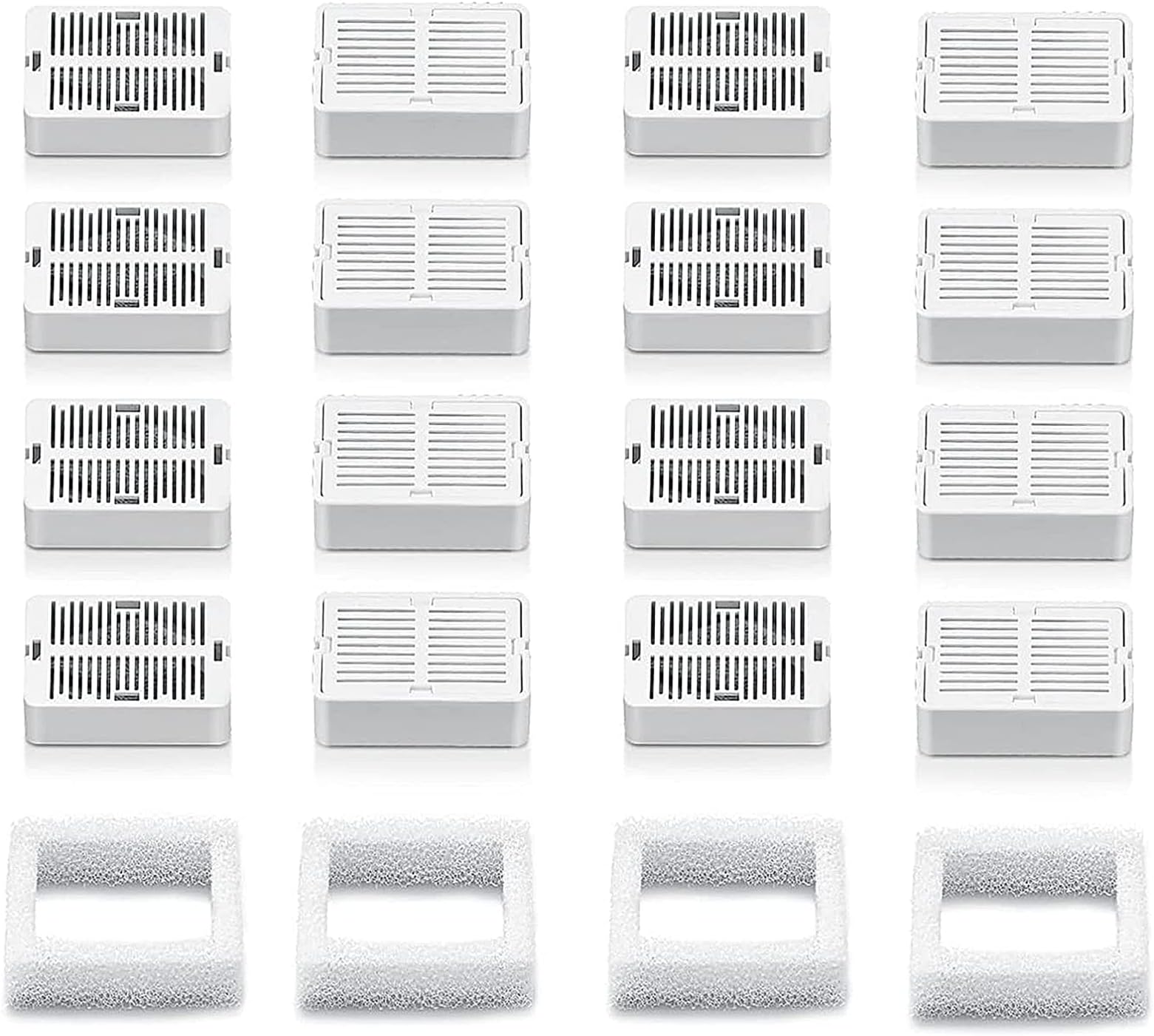 Cepheus 16 Pack Cat Water Fountain Filter with 4 Foam, Cupcake Pet Fountain Replacement Filters for Ceramic Cat Water Fountain, Carbon Fountain Filter Set