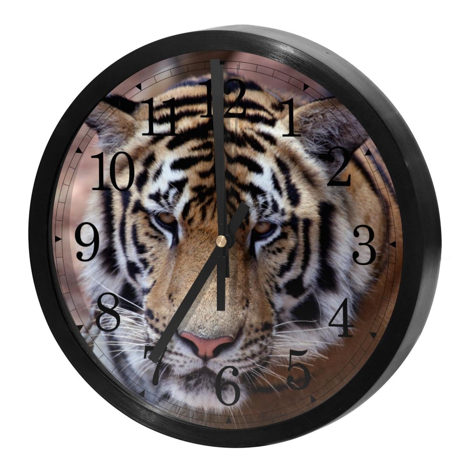 Horloge murale quartz silencieuse ronde à piles tigre asiatique