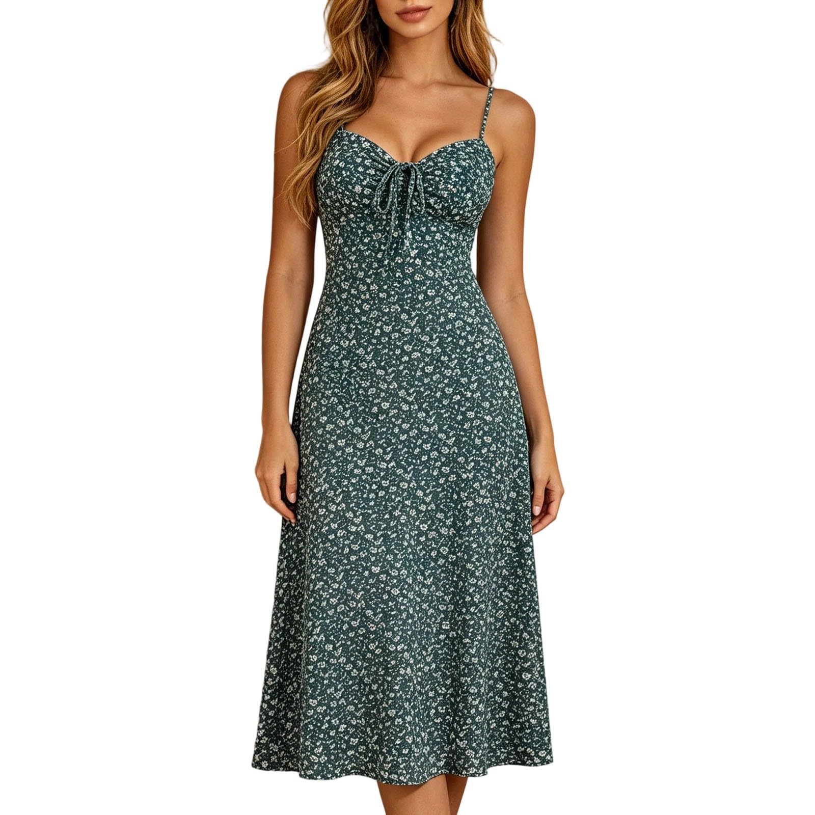 Vestido bohemio sin espalda con estampado floral y corte en A ligero 6
